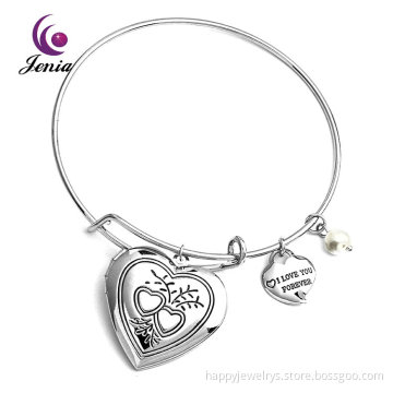 Jenia Online Wholesale Shop Heart Charm Cuff Bracelet Bangle